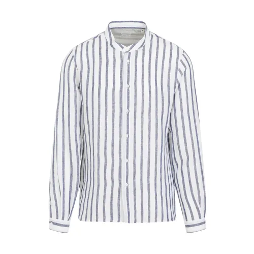 Gestreiftes Button-Up Hemd Weiß Blau Brunello Cucinelli