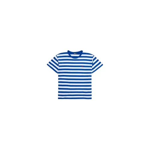 Gestreiftes Jersey T-Shirt in Saphirblau/Weiß Ralph Lauren