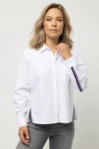 Gina Laura Hemdbluse Bluse weite Passform Ripsband Hemdkragen Langarm