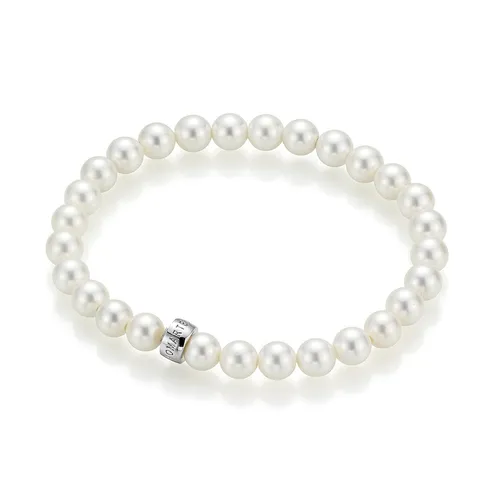 Giorgio Martello Milano - Armband mit Muschelkern Perlen Ø 6 mm weiß, Silber 925 Armbänder & Armreife Weiss Damen