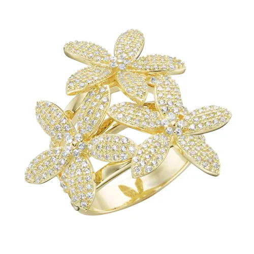 Giorgio Martello Milano  Giorgio Martello Milano Ring Blüten mit weißen Zirkonia, gelb vergoldet, Silber 925 Ring 1.0 pieces