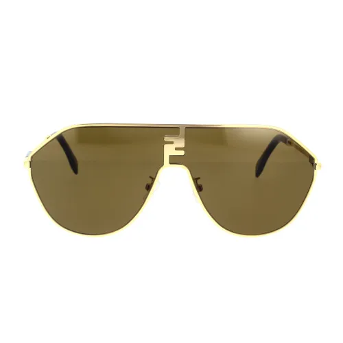 Glamouröse geometrische Sonnenbrille mit goldfarbenem Rahmen Fendi