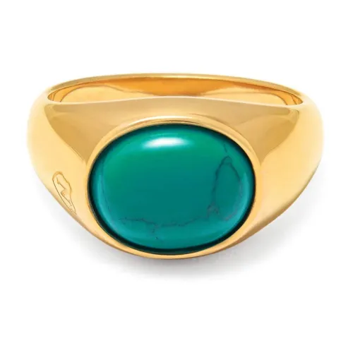 Gold Oval Signet Ring with Turquoise Nialaya