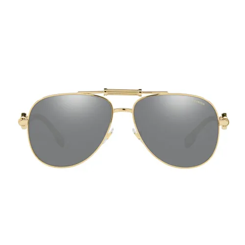 Goldene Metall Piloten Sonnenbrille mit Medusa Logo Versace