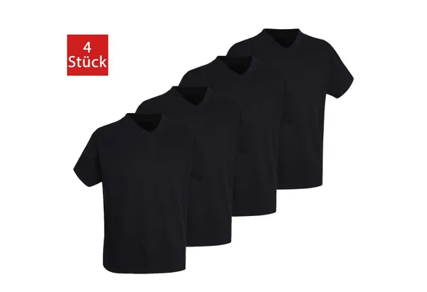 GÖTZBURG T-Shirt (4-tlg) mit V-Ausschnitt, kurzarm, Premium-Qualität im 4er Pack