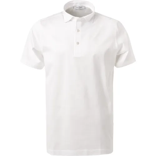 Gran Sasso Herren Polo-Shirt weiß Baumwoll-Jersey