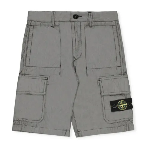 Graue Bermuda-Shorts aus Baumwolle für Jungen Stone Island