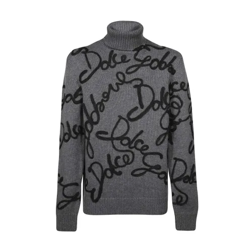 Grauer Pullover mit Rollkragen Dolce & Gabbana