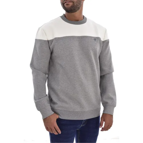 Grauer Sweatshirt mit Aufgesticktem Logo Guess