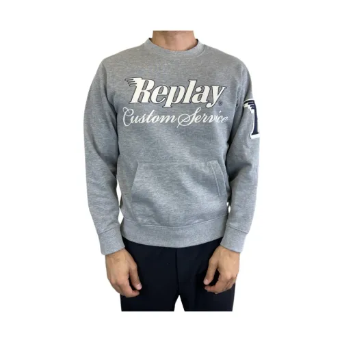 Grauer Sweatshirt mit Frontbuchstaben Replay