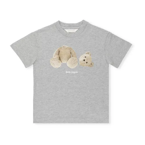 Graues Baumwoll-T-Shirt für Jungen - Bärenprint Palm Angels