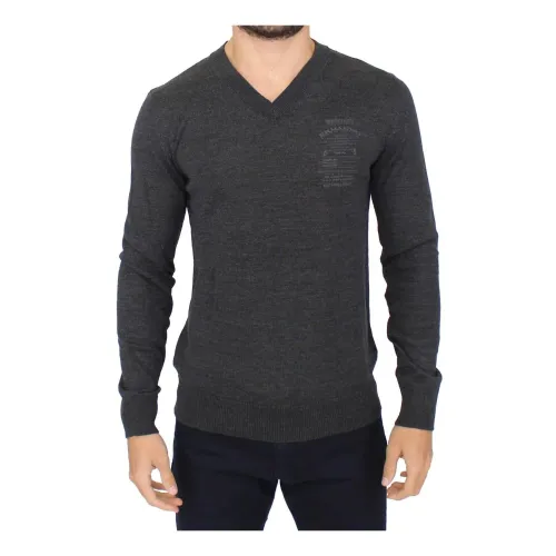 Gray Wool Blend V-neck Pullover Sweater Ermanno Scervino