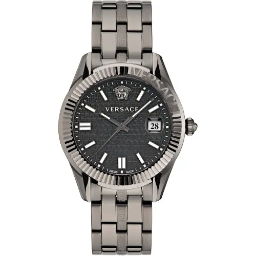Greca Time Edelstahl Armbanduhr Versace