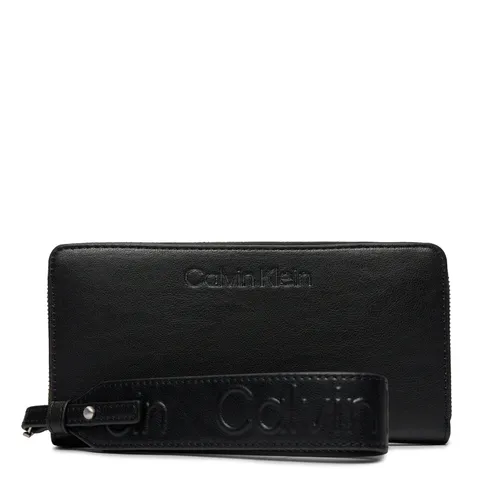Große Damen Geldbörse Calvin Klein Gracie Wallet W/Strap Lg K60K611388 Ck Black BEH