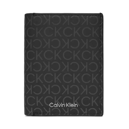 Große Herren Geldbörse Calvin Klein Rubberized Trifold 6Cc W/Detach K50K511379 Uv Mono Black 0GL