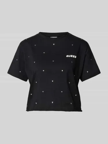 Guess Activewear Cropped T-Shirt mit Ziersteinbesatz Modell 'SKYLAR' in Black