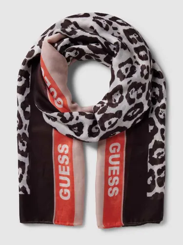 Guess Schal mit Animal- und Label-Print in Dunkelbraun