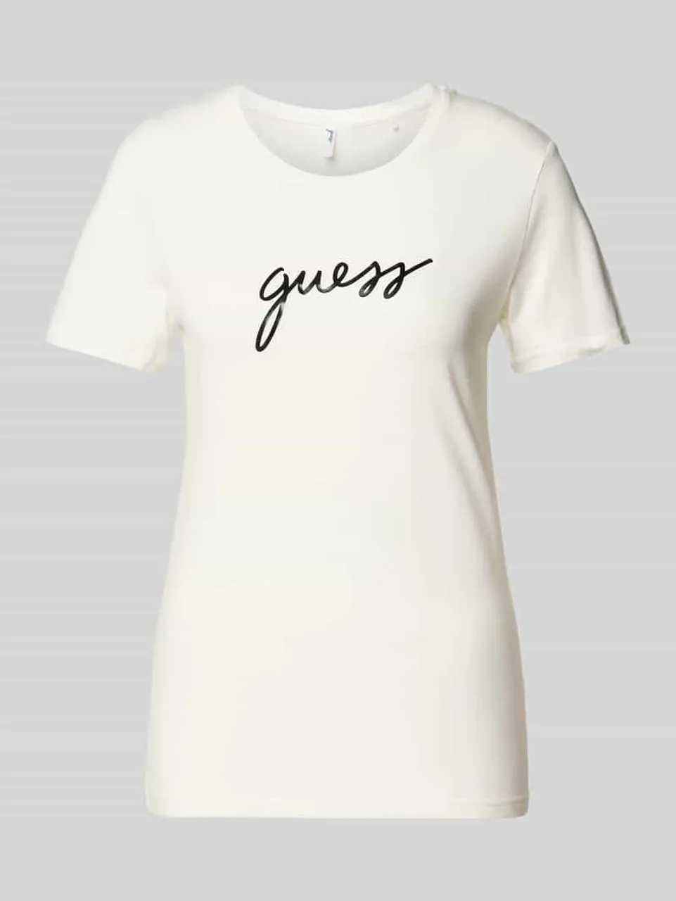 Guess T-Shirt mit Label-Print Modell 'CARRIE' in Weiss