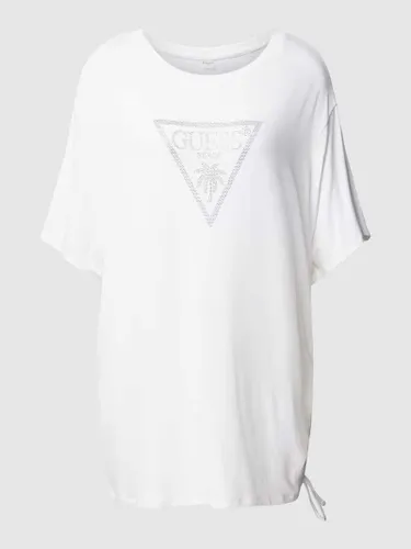 Guess T-Shirt mit Label-Print Modell 'COULISSE' in Weiss