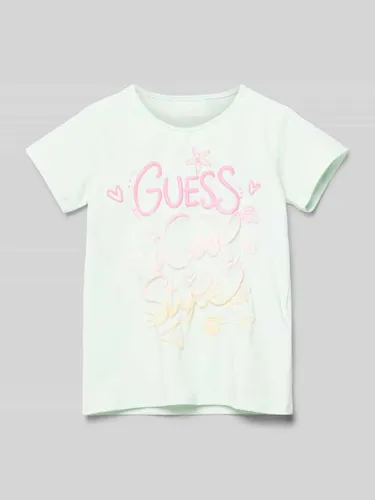 Guess T-Shirt mit Label-Print und Rundhalsausschnitt in Mint