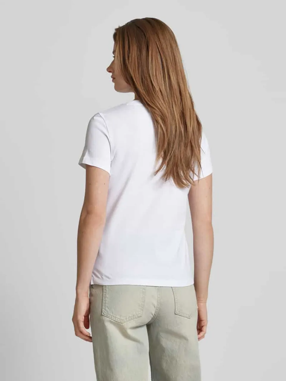 Guess T-Shirt mit Label-Print und Ziersteinbesatz in Weiss