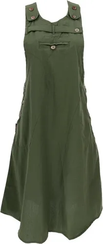 Guru-Shop Minirock Latzrock, Trägerkleid, Hippierock - olivgrün alternative Bekleidung