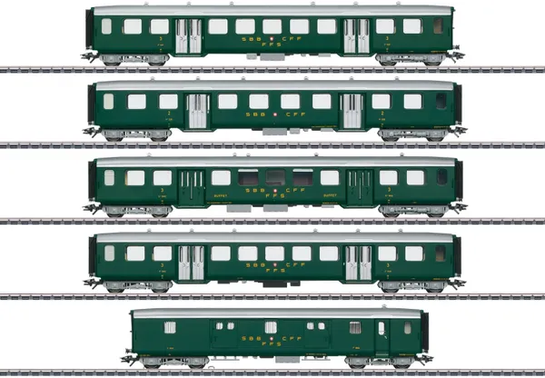 Güterwagen MÄRKLIN "Leichtstahlwagen-Set zur Ae 3/6 I - 43369" Modelleisenbahn-Fahrzeuge grün (dunkelgrün) Kinder Loks Wägen
