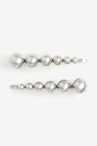 H & M - 2er-Pack Perlen-Haarklemmen - Silber - Damen