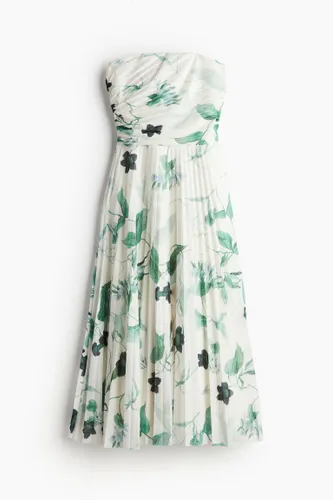 H & M - Bandeau-Kleid mit Falten - Weiß - Damen