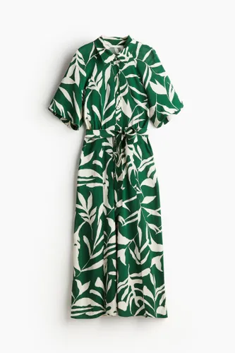 H & M - Blusenkleid mit Bindegürtel - Grün - Damen