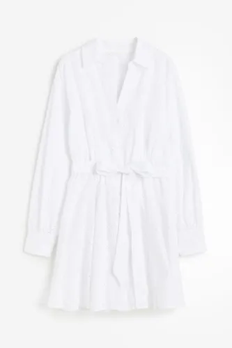 H & M - Blusenkleid mit Broderie Anglaise - Weiß - Damen