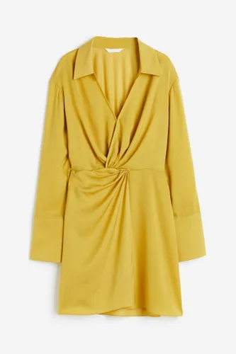 H & M - Blusenkleid mit Twist-Detail - Gelb - Damen