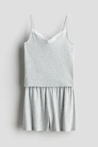 H & M - Gerippter Jersey-Pyjama - Grau - Kinder