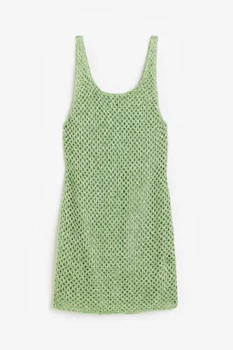 H & M - Glitzerndes Kleid aus Ajourstrick - Grün - Damen