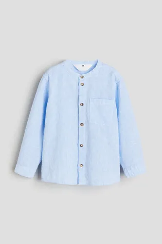H & M - Grandad-Hemd aus Leinenmix - Blau - Kinder