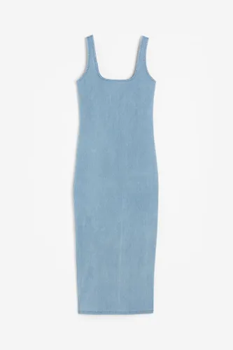 H & M - Indigo Knit Modern Midi Dress - Blau - Damen