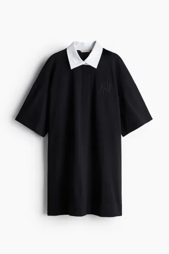 H & M - Jerseykleid mit Kragen - Schwarz - Damen