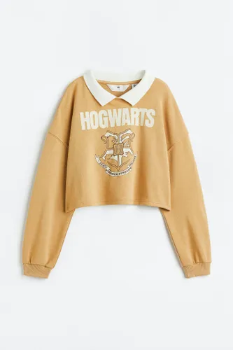 H & M - Kastiges Sweatshirt mit Print - Beige - Kinder