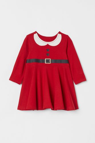 H&M Kleid aus Baumwolljersey Rot/Weihnachtsmann