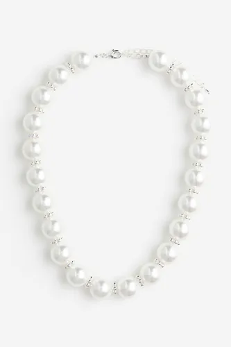 H & M - Kurze Perlenkette - Weiß - Damen