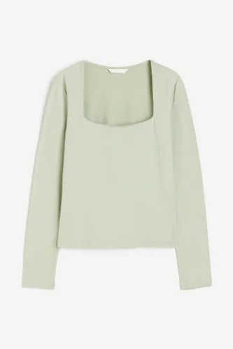 H & M - Langarmshirt aus Jersey - Grün - Damen