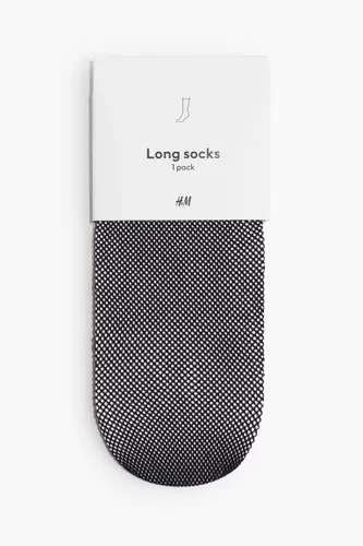 H & M - Lange Socken aus Mesh - Schwarz - Damen