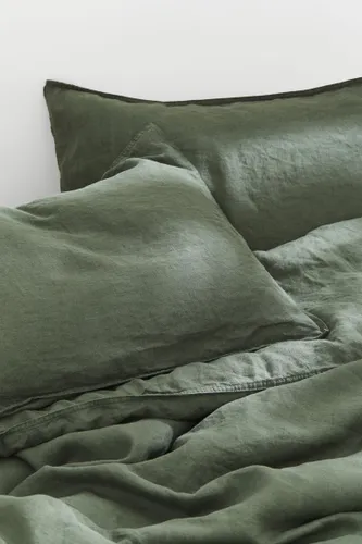 H & M - Leinenbettwäsche für Doppelbett - Grün - Zuhause