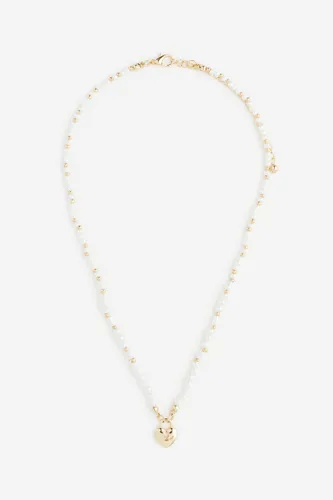 H & M - Perlenkette mit Anhänger - Weiß - Damen