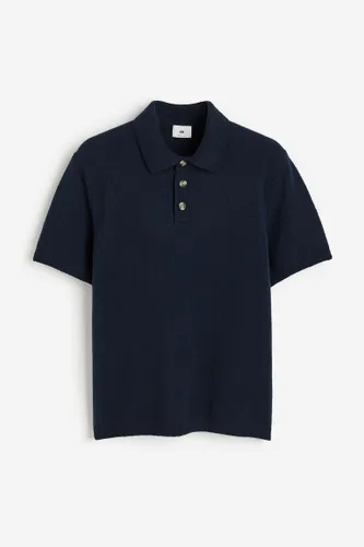 H & M - Poloshirt aus Bouclé in Regular Fit - Blau - Herren
