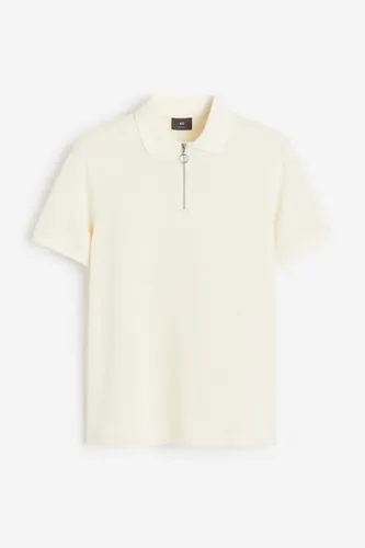 H & M - Poloshirt mit Zipper in Regular Fit - Weiß - Herren
