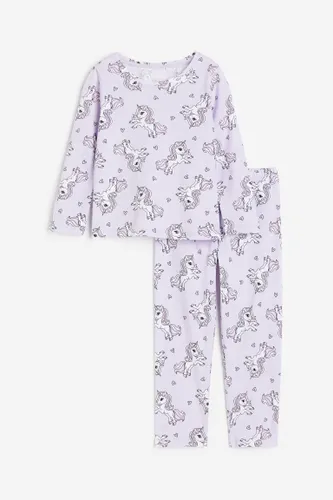 H & M - Schlafanzug aus Baumwolljersey - Lila - Kinder