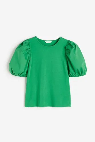 H & M - Shirt mit Puffärmeln - Grün - Damen