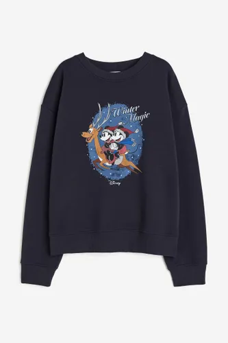H & M - Sweatshirt mit Motiv - Blau - Damen