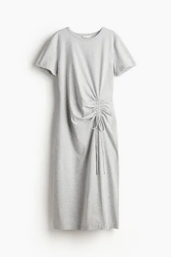 H & M - T-Shirt-Kleid mit Kordelzugdetail - Grau - Damen